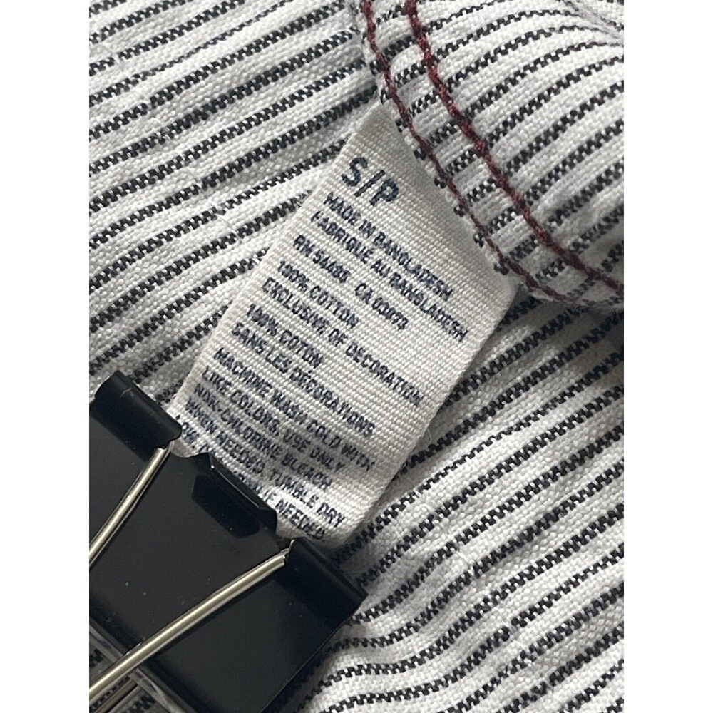 American Eagle Slim Fit White w/ Black Stripes Button-Front L/S Shirt S/P VGC - Picture 12 of 12